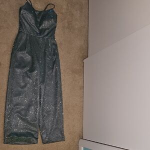 Tabitha Glittering Teal Jumpsuit